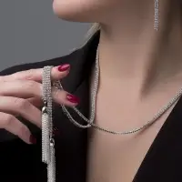 Гарнитур 2 предмета: кулон, серьги &laquo;Элегантность&raquo;, кисточки, белые в серебре, 50 см