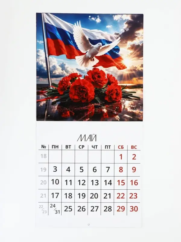 Календарь 2027 перекидной на скрепке 6 листов 29&times;29, &laquo;Патриотичный&raquo;