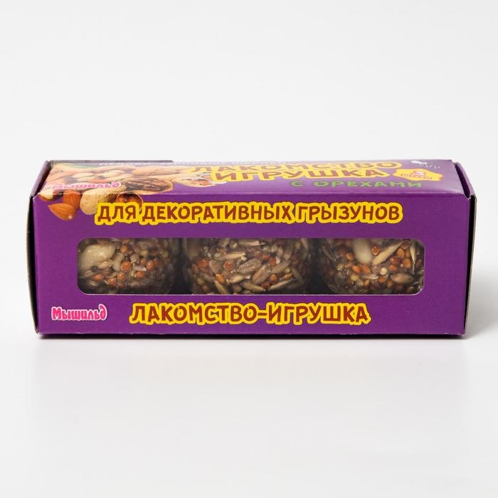 Медово-зерновые шарики для грызунов с орехами, 60г*3шт Медово-зерновые шарики для грызунов с орехами, 60г*3шт