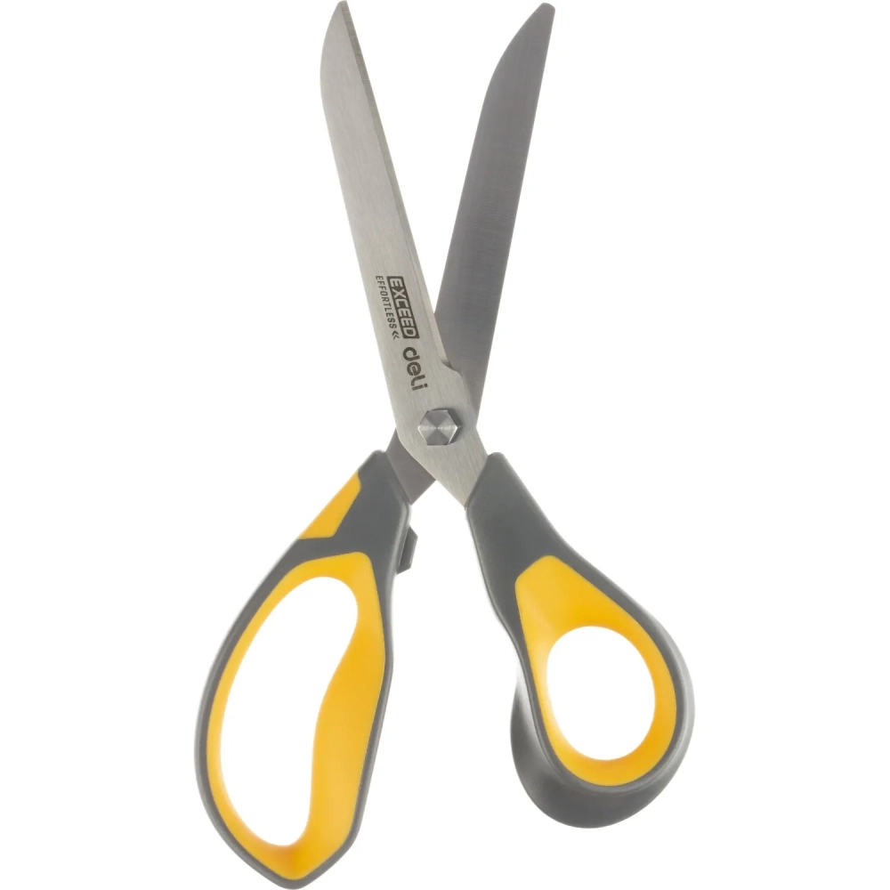 Ножницы Deli E77762 Yellow 210мм,прорезин.ручки желт-сер,лезвия сталь,блист