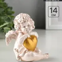 Фигурка полистоун &laquo;Ангелочек с сердцем сидит&raquo;, 14&times;13&times;10 см
