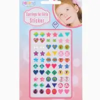 Серьги наклейки детские, пластик, улыбка, фигуры, цветные