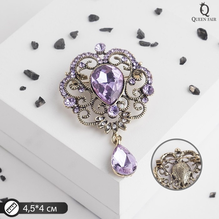 Брошь «Императрица» изящность, цвет фиолетовый в чернёном золоте Брошь «Императрица» изящность, цвет фиолетовый в чернёном золоте