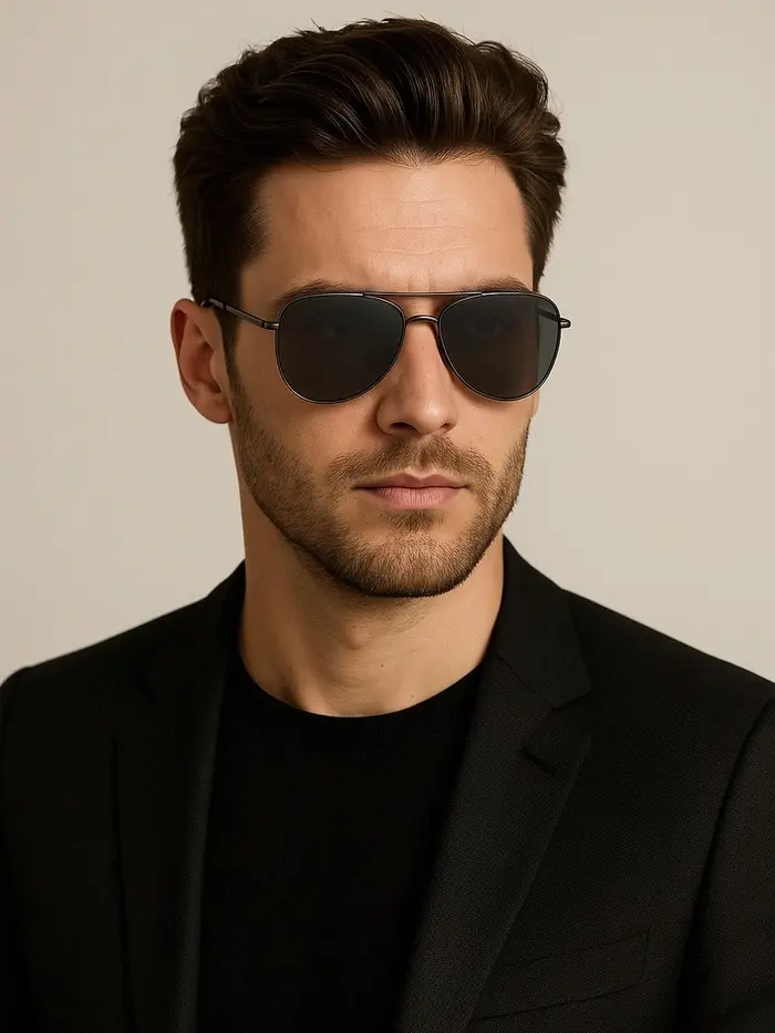 Очки солнцезащитные &laquo;OneSun. Авиаторы&raquo;, UV 400, линза 5.5&times;6.5 см дужка 12 см, ширина 14 см, чёрные