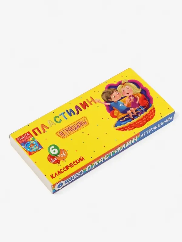 Восковой пластилин в коробке со стеком, 6 цв 120 г