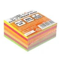 Блок с липким краем, 51&times;51 мм, 250 листов, 7 цветов пастельные+флуоресцентные