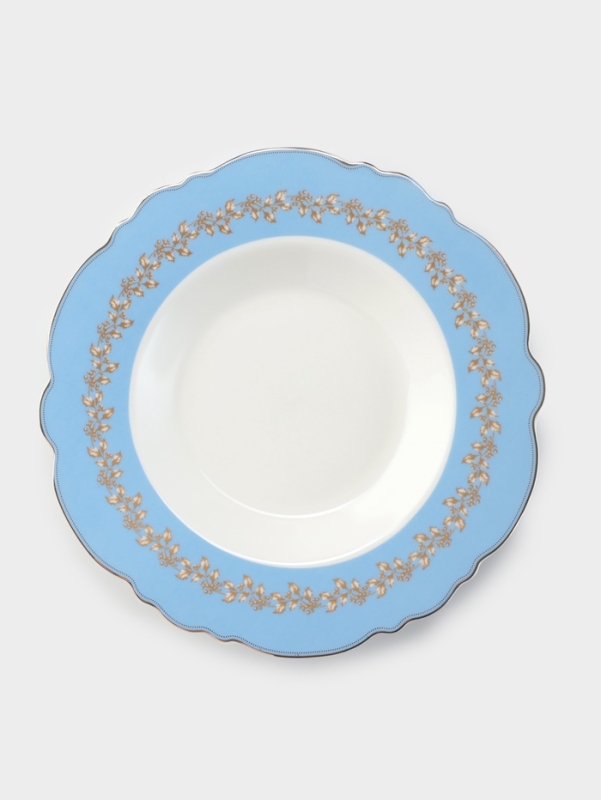 Тарелка глубокая WY Royal blue, d=21.5 см, фарфор, белая, голубая Тарелка глубокая WY Royal blue, d=21.5 см, фарфор, белая, голубая