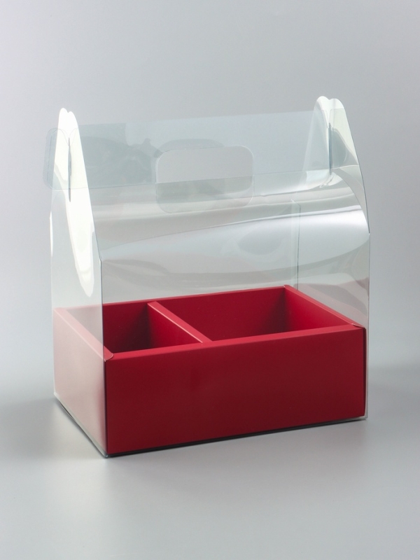 Коробка с PVC для цветов и десертов 26 х 18 х 30 см, красный Коробка с PVC для цветов и десертов 26 х 18 х 30 см, красный