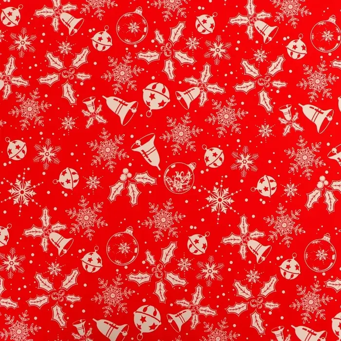 Пленка упаковочная для подарков, металлизированная, 35мкм "Колокольчики“, 50х70см