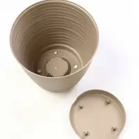 Горшок цветочный с поддоном Saffron, 5.4 л, d=22.4 см, h=20.5 см, пластиковый, бежевый
