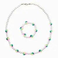 Набор детский "Выбражулька" 2 пред-а: бусы, браслет, жемчуг, сердца, цвет бело-разноцветный   109606