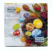 Пасхальные салфетки бумажные New Line Fresco &laquo;Яйца, Тюльпаны&raquo;, 2 слоя, 33&times;33 см, 20 шт.