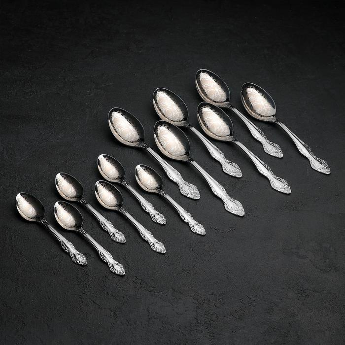 Набор столовых приборов «Тройка», 24 предмета, художественная роспись, декоративная коробка Набор столовых приборов «Тройка», 24 предмета, художественная роспись, декоративная коробка