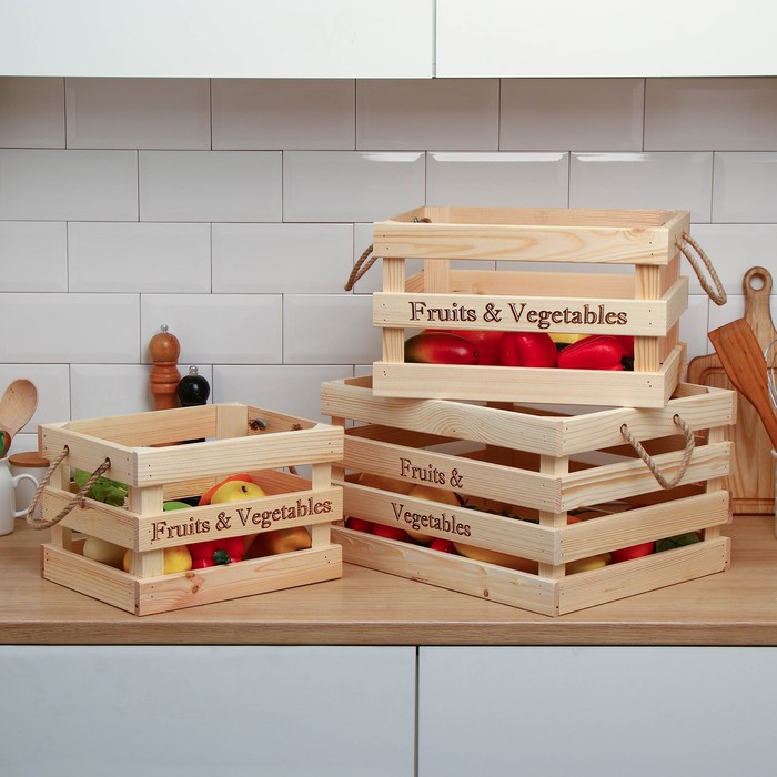 Ящик для овощей и фруктов, 35 &times; 28 &times; 21 см, деревянный, Greengo