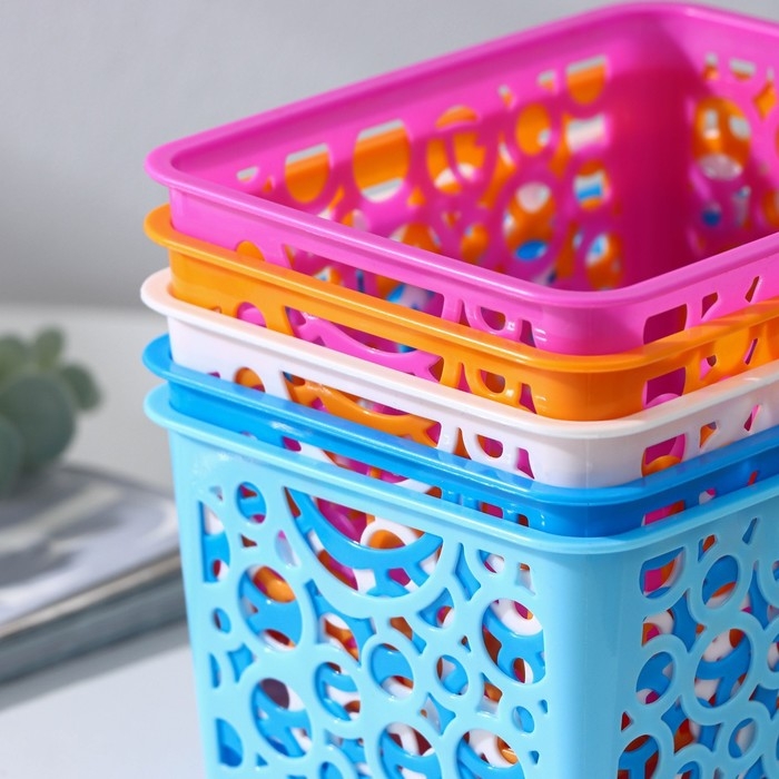 Корзина для хранения Доляна «Круги», пластик, 11,5×14×8 см, цвет МИКС Корзина для хранения Доляна «Круги», пластик, 11,5×14×8 см, цвет МИКС