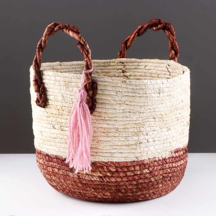 Корзина для хранения Корзина для хранения "Аргентина", с ручками, 30 х 25 х 24,5 см, натуральный, бордовый