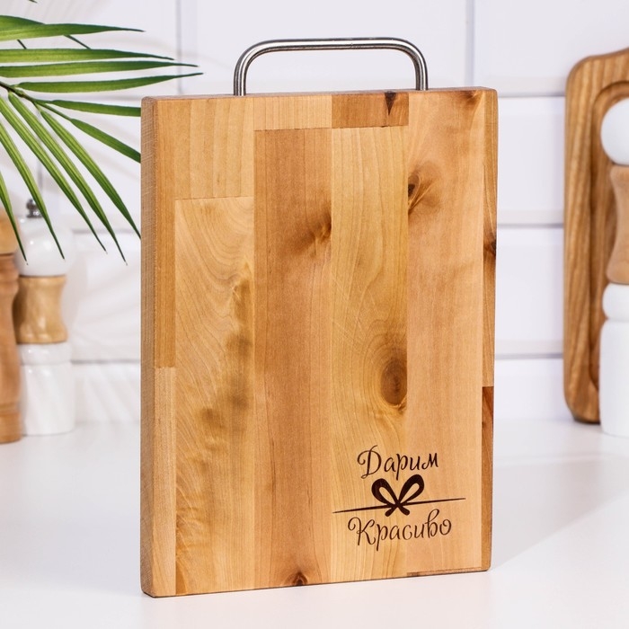 Доска разделочная Доска разделочная "Прямоугольник" малая (металлическая ручка) 26х18х1,8 см