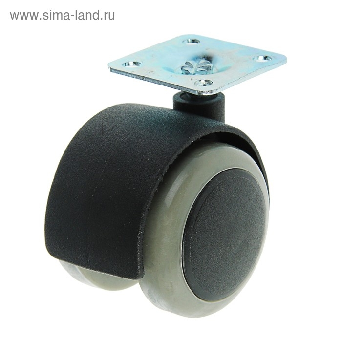 Колесо мебельное, d=50 мм, на площадке, c мягким ходом, без тормоза, серое Колесо мебельное, d=50 мм, на площадке, c мягким ходом, без тормоза, серое