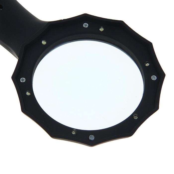 Лупа классическая с подсветкой 4х, d=7,5см, 2 батарейки ААА Лупа классическая с подсветкой 4х, d=7,5см, 2 батарейки ААА