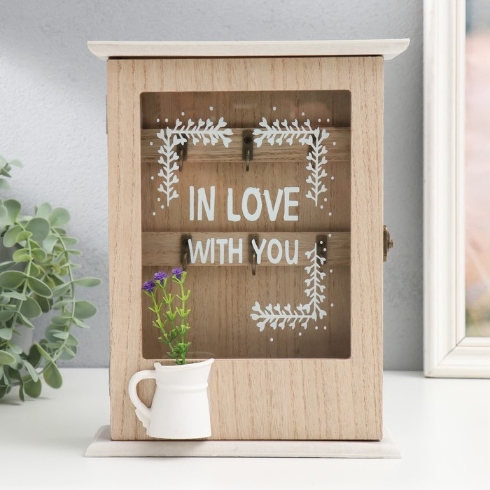 Ключница дерево 6 крючков Ключница дерево 6 крючков "Лаванда в кувшине" 26,3х21х7,8 см МИКС