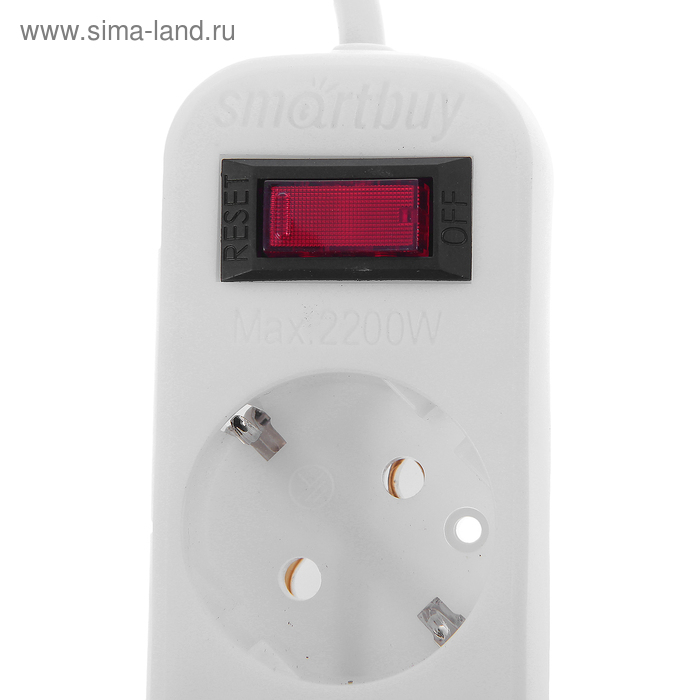 Сетевой фильтр Smartbuy, 5 розеток, 3 м, 10 А, 2200 Вт, с з/к, с выкл., белый Сетевой фильтр Smartbuy, 5 розеток, 3 м, 10 А, 2200 Вт, с з/к, с выкл., белый