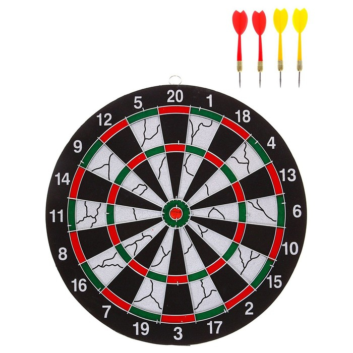 Дартс, мишень диаметром 30 см, 4 дротика Дартс, мишень диаметром 30 см, 4 дротика