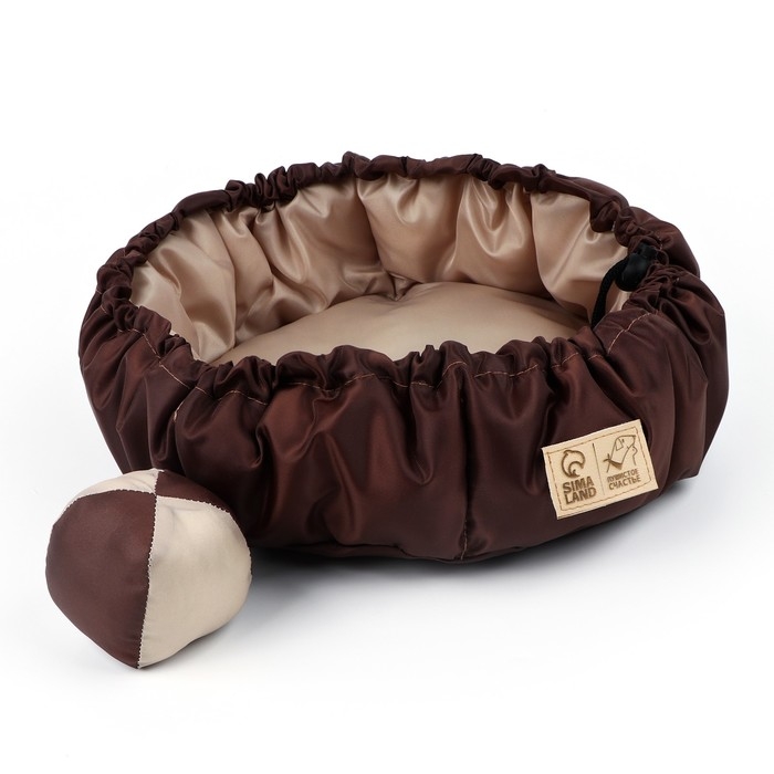 Лежанка для кошек и собак двусторонняя с игрушкой «Кофе с молоком» 50-30х12 см Лежанка для кошек и собак двусторонняя с игрушкой «Кофе с молоком» 50-30х12 см