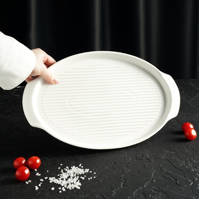 Блюдо фарфоровое для запекания Magistro «Бланш», 33×21×2,5 см, цвет белый Блюдо фарфоровое для запекания Magistro «Бланш», 33×21×2,5 см, цвет белый