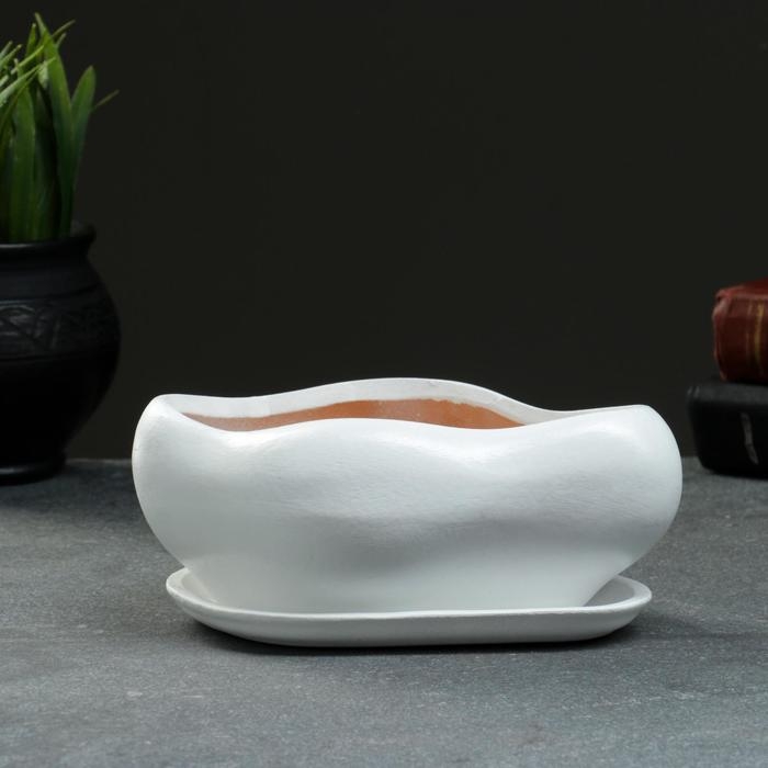 Горшок "Бонсай" для кактусов и суккулентов, малый белый, 0 6 л/ 14х18см