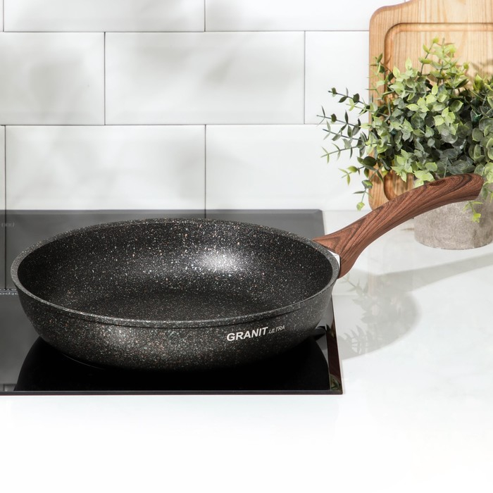 Сковорода Granit Ultra original, d=28 см, пластиковая ручка, антипригарное покрытие, цвет чёрный Сковорода Granit Ultra original, d=28 см, пластиковая ручка, антипригарное покрытие, цвет чёрный