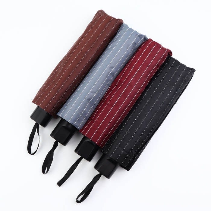 Зонт механический &laquo;Мелкая полоска&raquo;, эпонж, 4 сложения, 8 спиц, R = 47/55 см, D = 110 см, цвет МИКС