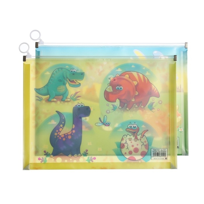 Папка-конверт на молнии формат А4, 180мкр, с рисунком Папка-конверт на молнии формат А4, 180мкр, с рисунком "Драконы", МИКС