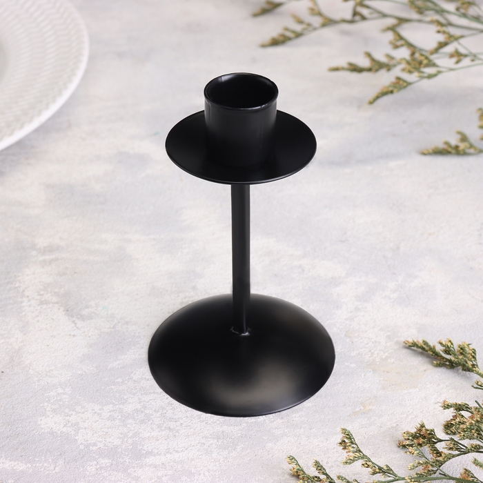 Подсвечник  Подсвечник "Боб" металл на 1 свечу, 7,4х12 см, черный