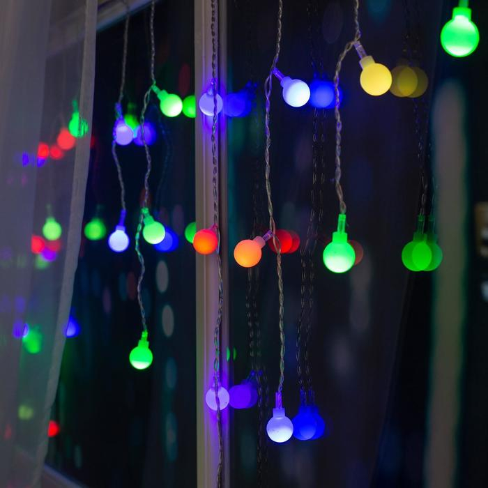 Гирлянда «Бахрома» 3 × 0.5 м с насадками «Шарики», IP20, прозрачная нить, 80 LED, свечение мульти (RG/RB), мигание, 220 В Гирлянда «Бахрома» 3 × 0.5 м с насадками «Шарики», IP20, прозрачная нить, 80 LED, свечение мульти (RG/RB), мигание, 220 В