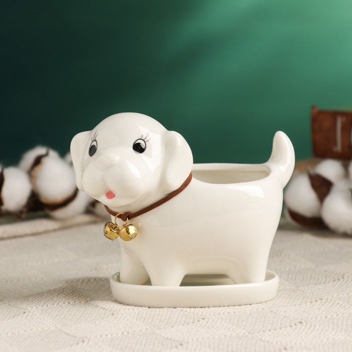Горшок Горшок "Щенок" белый, 13х7х10см