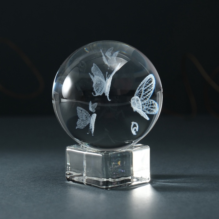 Сувенир стекло шар  Сувенир стекло шар "Бабочки" d=6 см