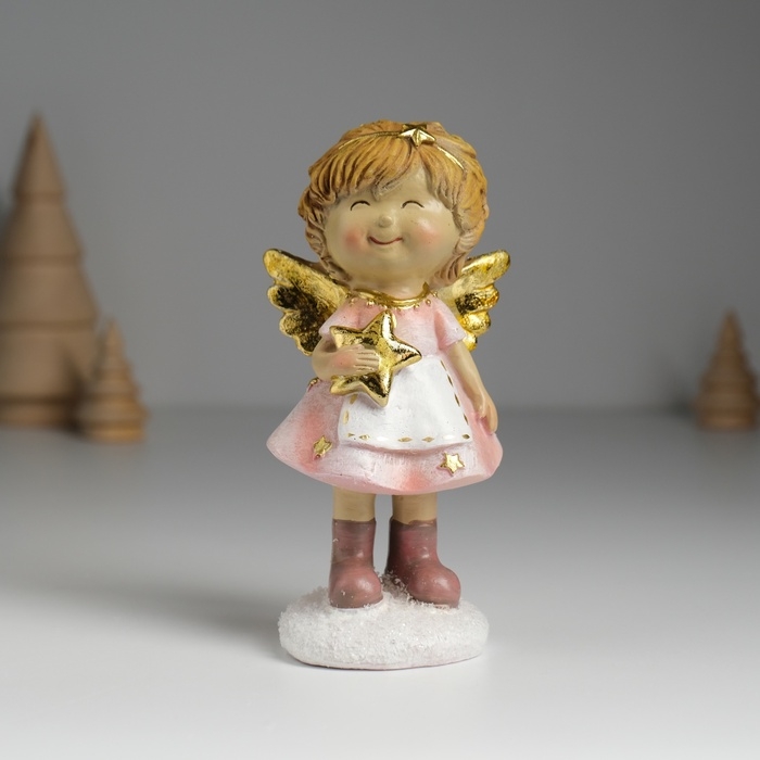 Сувенир полистоун Сувенир полистоун "Ангелочек в розовом платье и белом фартуке" МИКС 6,5х5х12,5 см