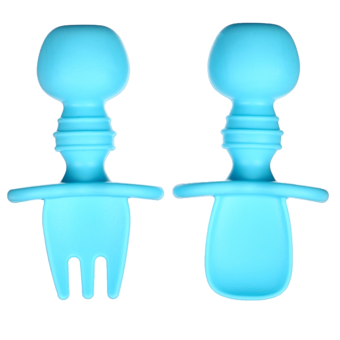 Набор детских столовых приборов, вилка, ложка, цвет голубой Набор детских столовых приборов, вилка, ложка, цвет голубой