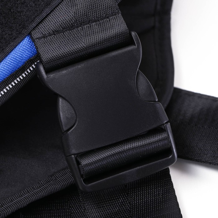 Шлейка К9 мягкая светоотражающая, размер M, ОГ 55-65 см, вес 11-20 кг, синяя Шлейка К9 мягкая светоотражающая, размер M, ОГ 55-65 см, вес 11-20 кг, синяя