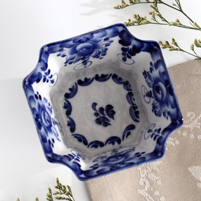 Набор салатников "Гранённый", 3 шт, 350 мл, 650 мл, 1 л, гжель