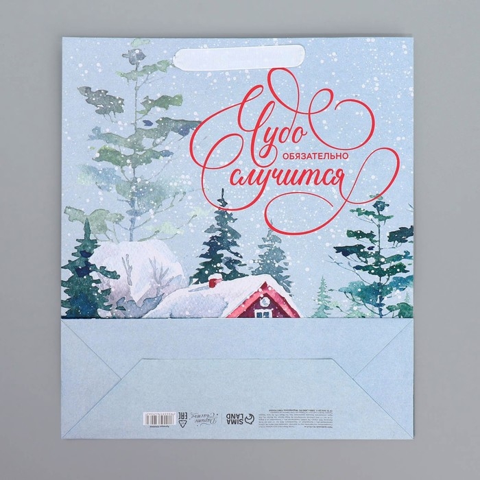 Пакет подарочный новогодний крафтовый вертикальный «Чудеса случаются», M 26 х 30 х 9 см, Новый год Пакет подарочный новогодний крафтовый вертикальный «Чудеса случаются», M 26 х 30 х 9 см, Новый год