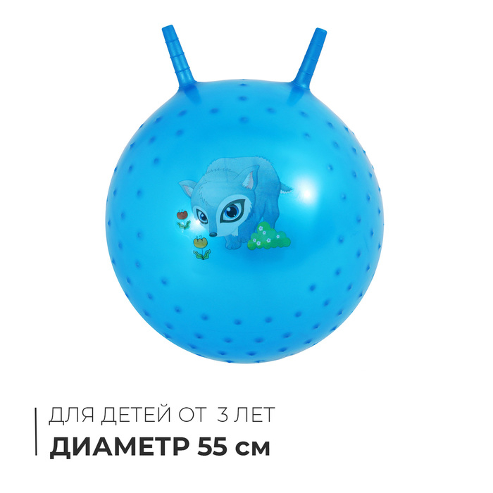 Мяч-прыгун с рожками «Счастливые улыбки», массажный, d=55 см, 420 г, МИКС Мяч-прыгун с рожками «Счастливые улыбки», массажный, d=55 см, 420 г, МИКС