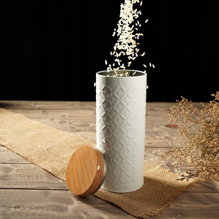 Банка для сыпучих продуктов &laquo;Ромб&raquo;, 790 мл, 19&times;7,5&times;7,5 см, цвет белый