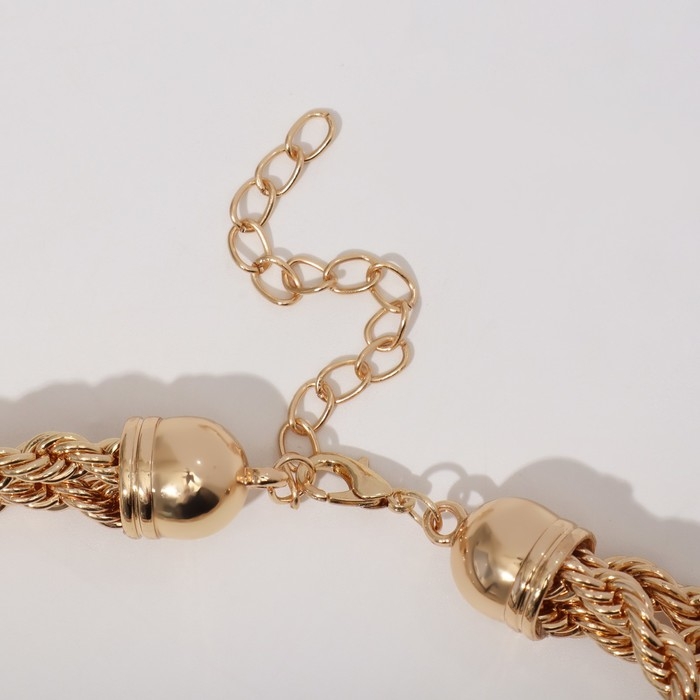 Колье «Цепь» косичка, цвет глянцевое золото, 40 см