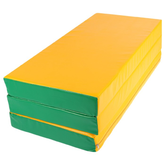 Мат, 100x150x10 см, 2 сложения, цвет зелёный/жёлтый Мат, 100x150x10 см, 2 сложения, цвет зелёный/жёлтый