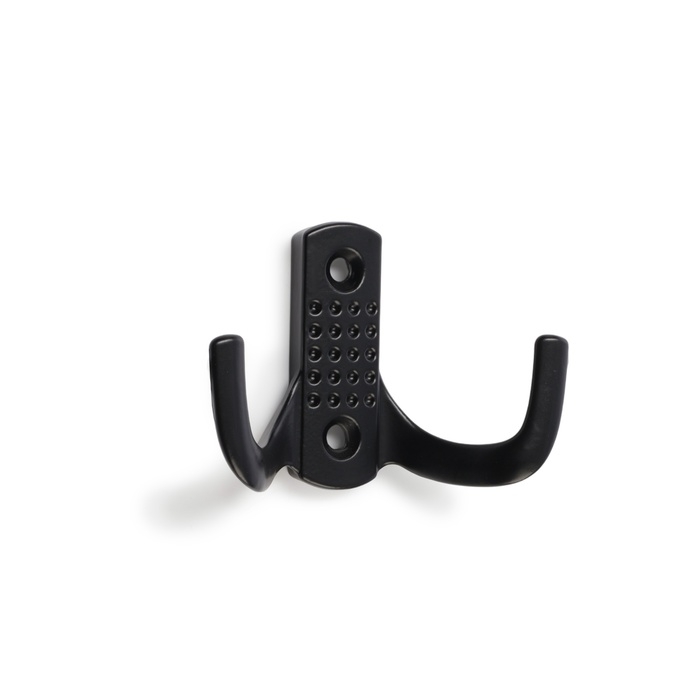 Крючок мебельный ТУНДРА TKD011BL, двухрожковый, цвет черный Крючок мебельный ТУНДРА TKD011BL, двухрожковый, цвет черный