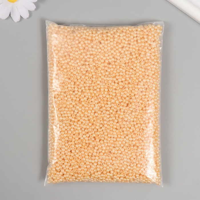 Набор бусин Набор бусин "Жемчуг" d 4 мм, 250 гр, светло-бежевый