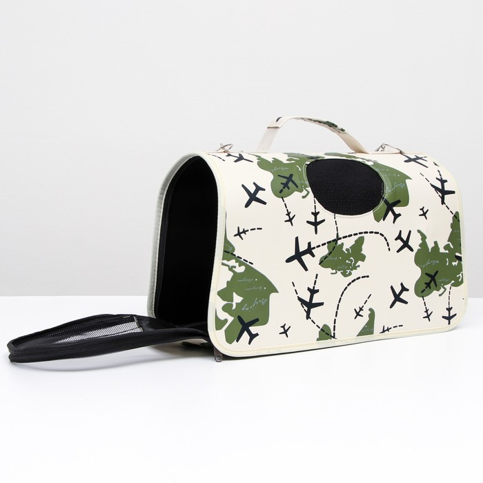 Сумка - переноска для животных  Сумка - переноска для животных "Самолеты", белая, размер M, 40 х 21 х 27 см