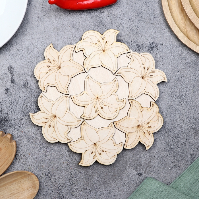 Подставка под горячее «Лилии», D=20 см, можжевельник Подставка под горячее «Лилии», D=20 см, можжевельник