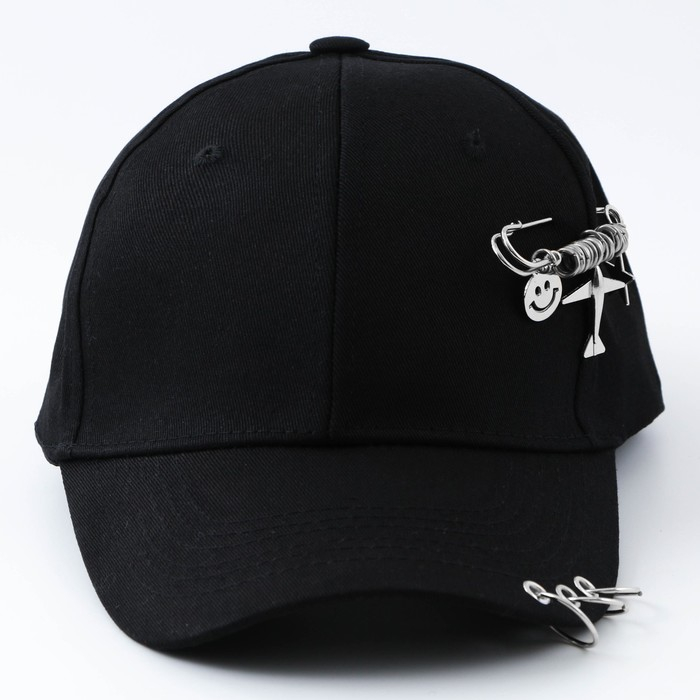 Кепка женская с кольцами, цвет чёрный, р-р 56